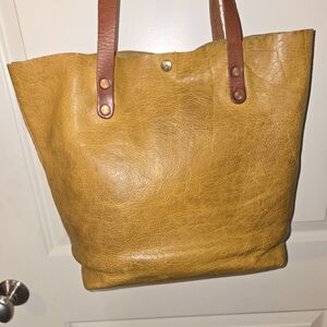 Elegant Golden Yellow KMM Bison Leather Tote Bag